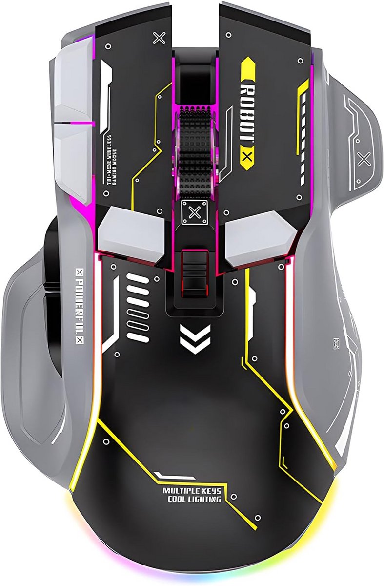 Draadloze Gaming Muis met 5 DPI Instellingen, Oplaadbaar & Stil (Zwart)