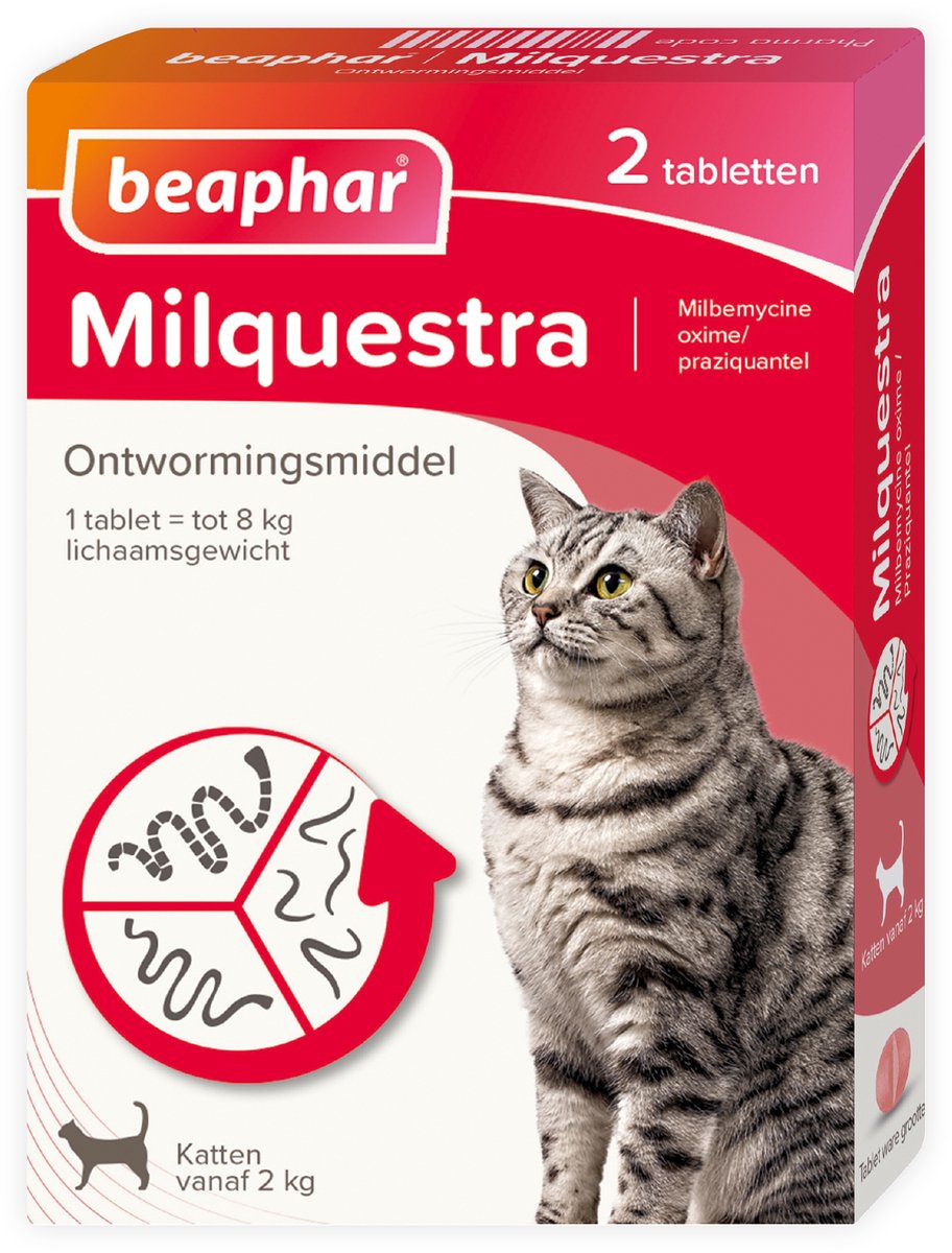Beaphar Milquestra ontwormingstabletten kat 2 tot 12 kg