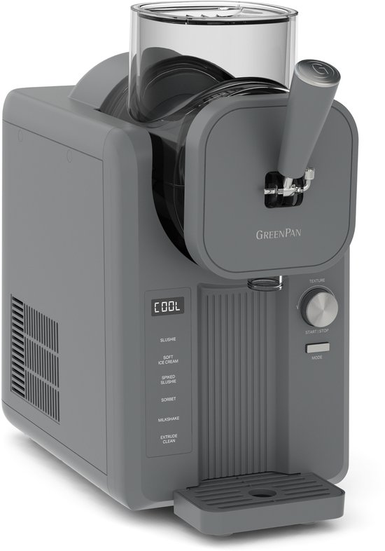 GreenPan FROST Ijsmachine - Roomijs, Slushies, Milkshakes & Smoothies – Zelfvriezend – 1.8L – Klaar in 30 Min – 6 Standen & 7 Texturen – Grijs