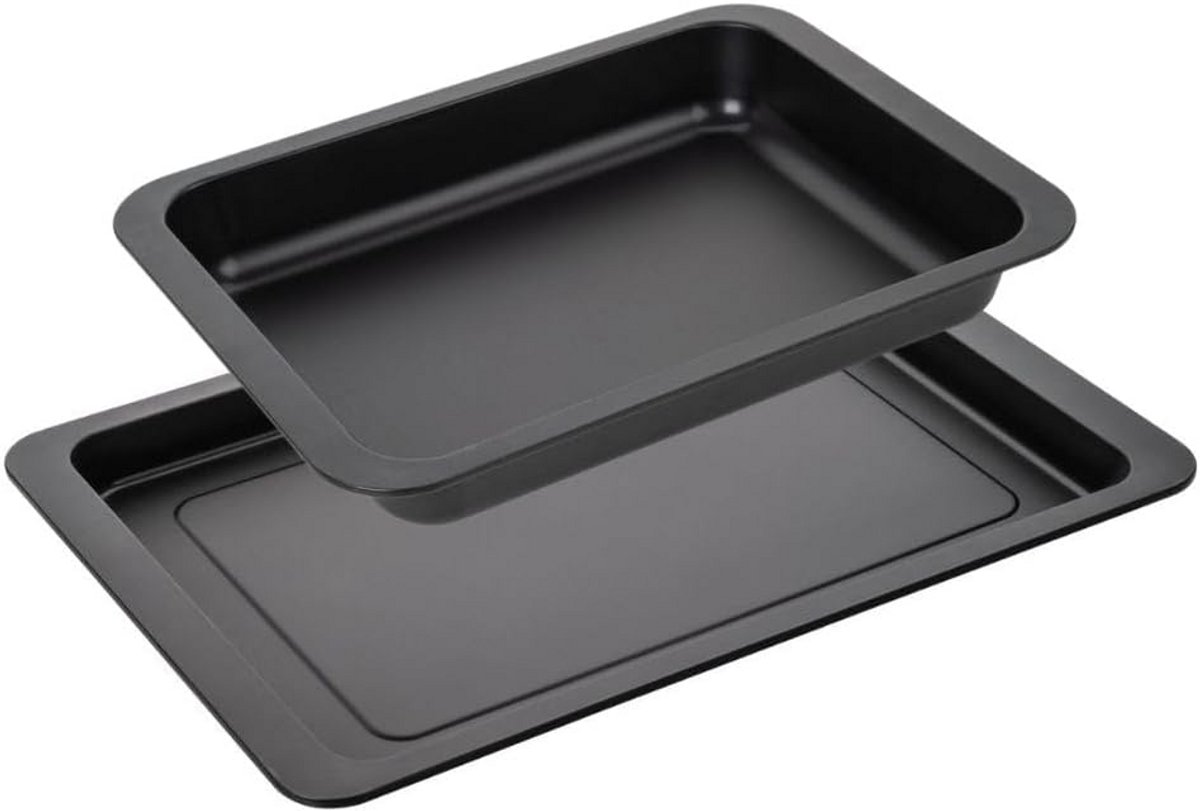 Set van 2 Rechthoekige Bakvormen Staal 42x29x2.5 cm - Ovenbestendig