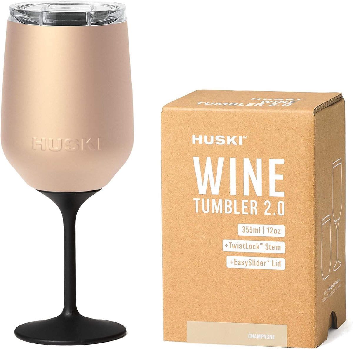 Geïsoleerd Wijn Tumbler RVS met Deksel - Premium Dubbelwandige Champagne Glas