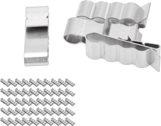 Kabelclip van roestvrij staal, kabelframe, kabelclips, metaaldraad voor aanhanger, kabelhouder, bevestigingsklemmen voor zonnepaneel, fotovoltaïsche zonnepaneel, 50 stuks