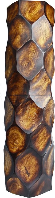 Moritz Sculptuur I man zittend op stam medium I 13 x 10,5 x 66 cm I houten decoratie I sculpturen decoratie I modern I woonkamer I van hout I houten sculptuur