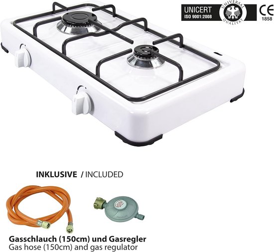 Draagbaar Gasfornuis met 2 Pitten en Deksel - Ideaal voor Camping en Caravan — afbeelding 2