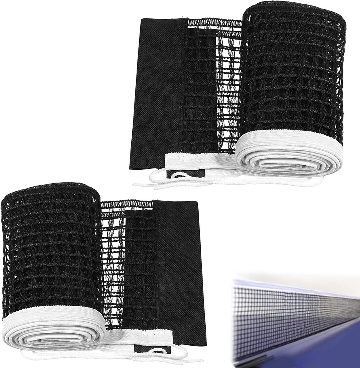 Set van 2 Universele Tafeltennissenetten - Waterdicht en Duurzaam Polyester (180 cm) - Zwart