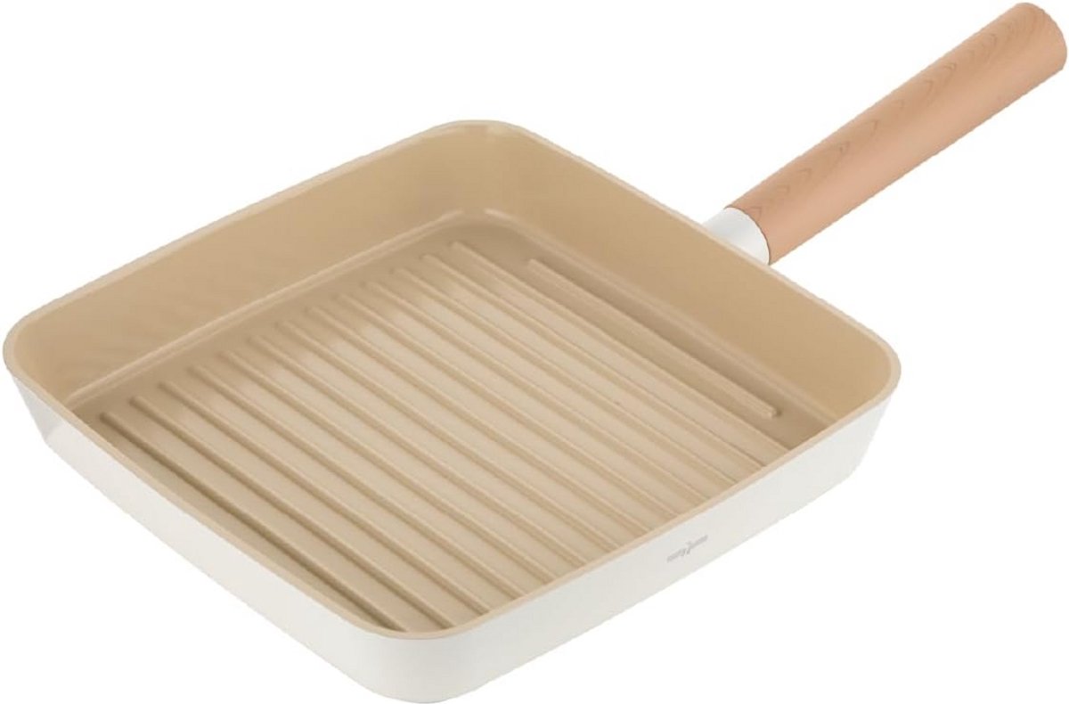 Aluminium Grillpan 26x26 cm met Krasbestendige Keramische Coating Geschikt voor Inductie
