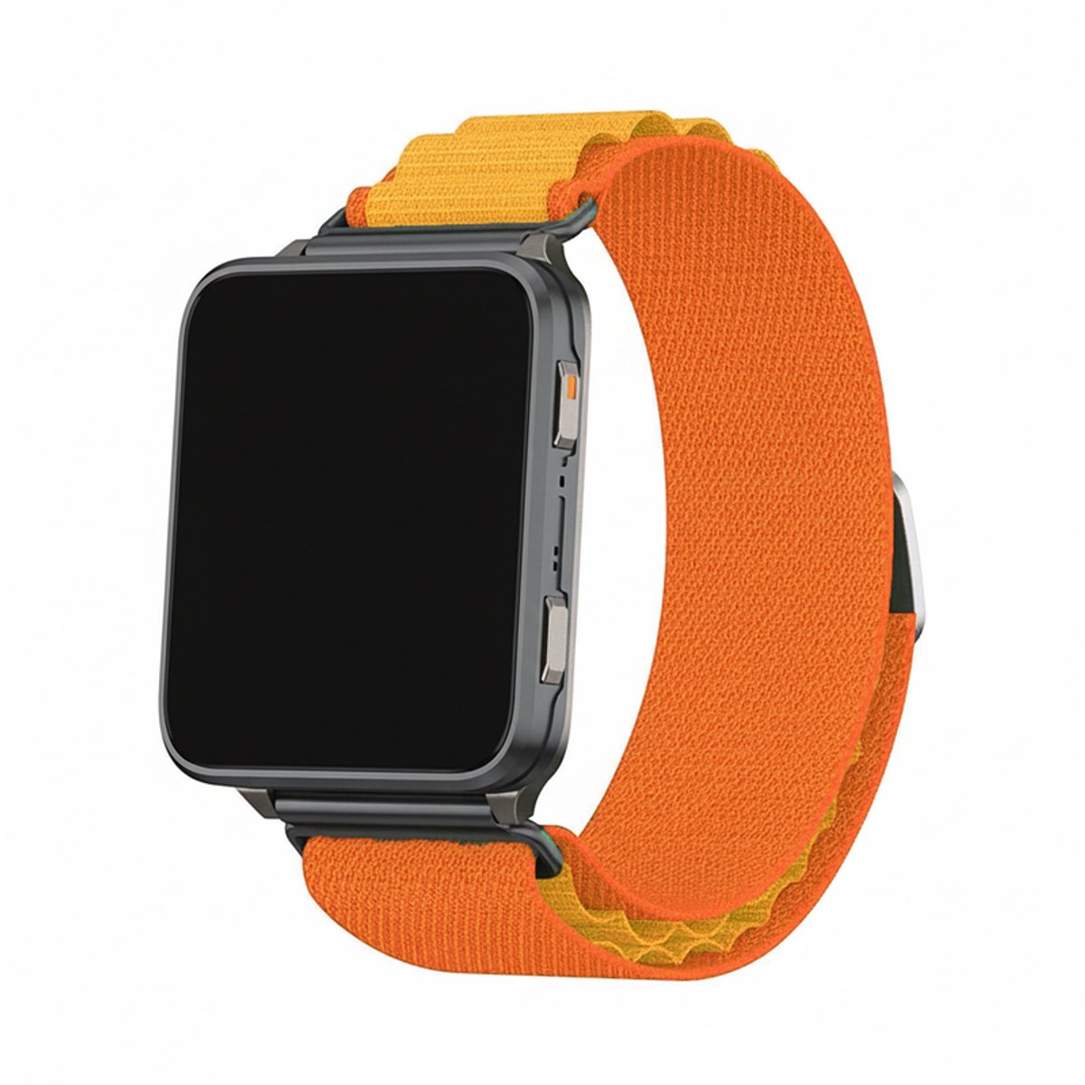 Nylon loop bandje - geschikt voor Garmin Venu X1 - alpine band met haak - klittenband - oranje