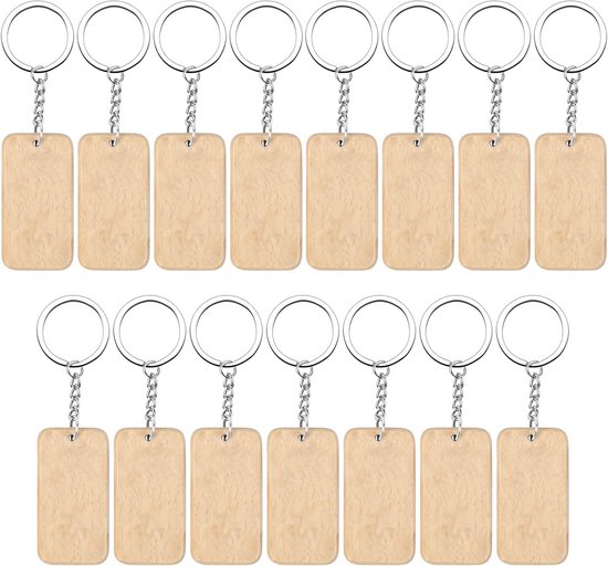 12 stuks blanco houten sleutelhangers - doe-het-zelf project voor graveren en schilderen | bol