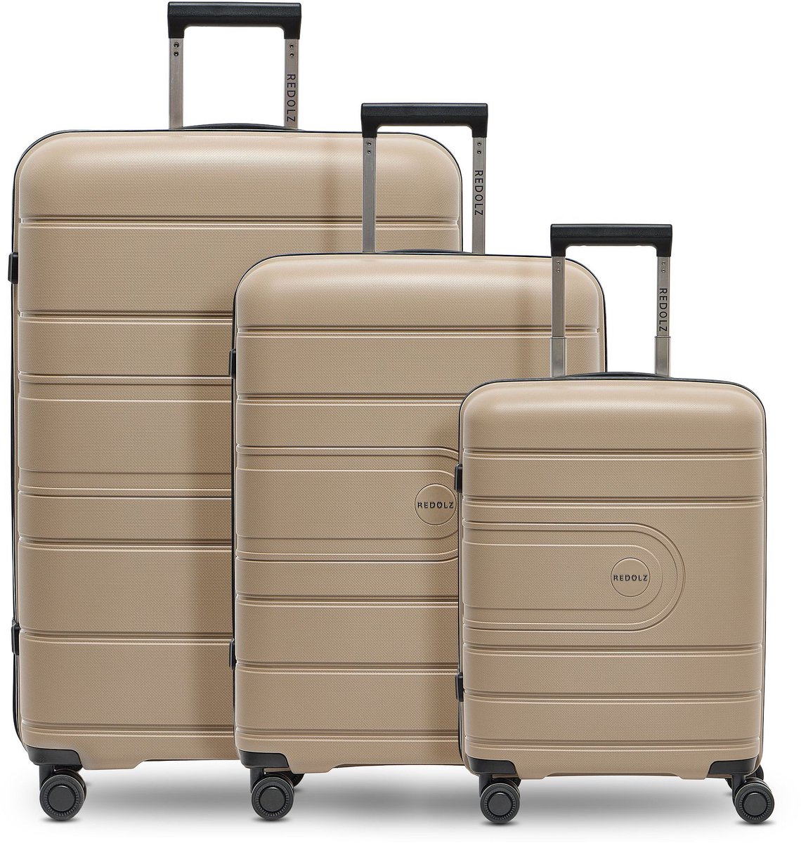 Redolz Essentials 11 3-SET 4 wielen Kofferset 3-delig - Harde bagage - TSA slot - beige