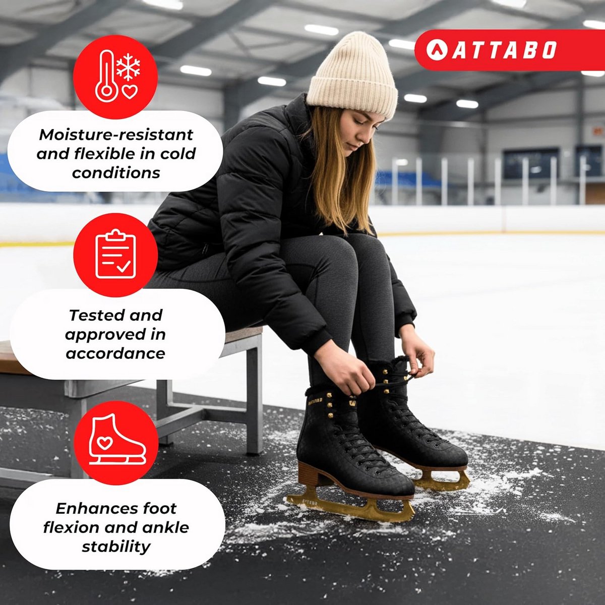 Dames Kunstschaatsen met Stevige Enkelsteun voor Beginners