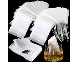 Lege theezakjes 200 stuks - 2.75 X 3.54 Inch - Losse thee houder - Zelf thee mixen - Disposable Small Mesh Bags for Cooking, Soaking Medicinal Liquor, Tea Coffee Filter, DIY Craft Spices Storage
