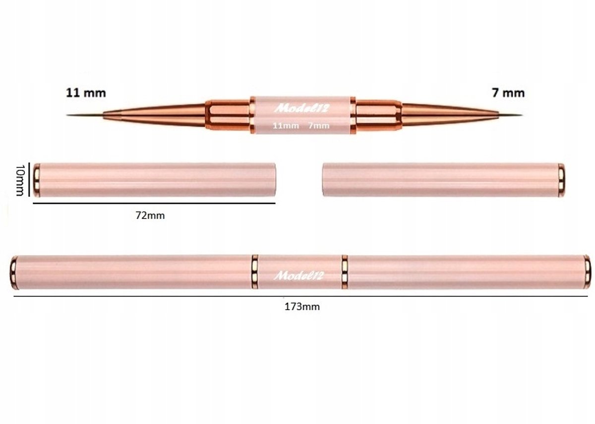 Dubbelzijdige Nail Art Penseel Gel Acryl - Rond 7mm & 11mm