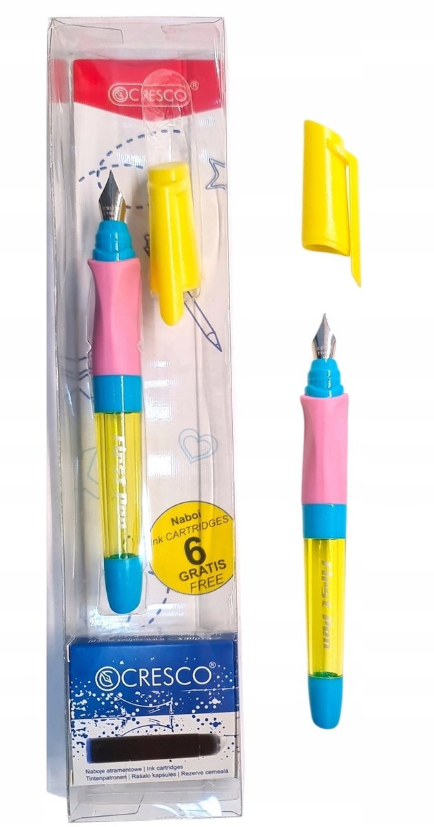 Cresco First Pen School Schrijfpennen Set met 6 Inktpatronen