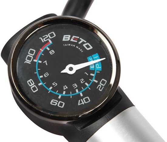 Beto Aluminium Fietspomp met Manometer & Slang - 80 PSI — afbeelding 5