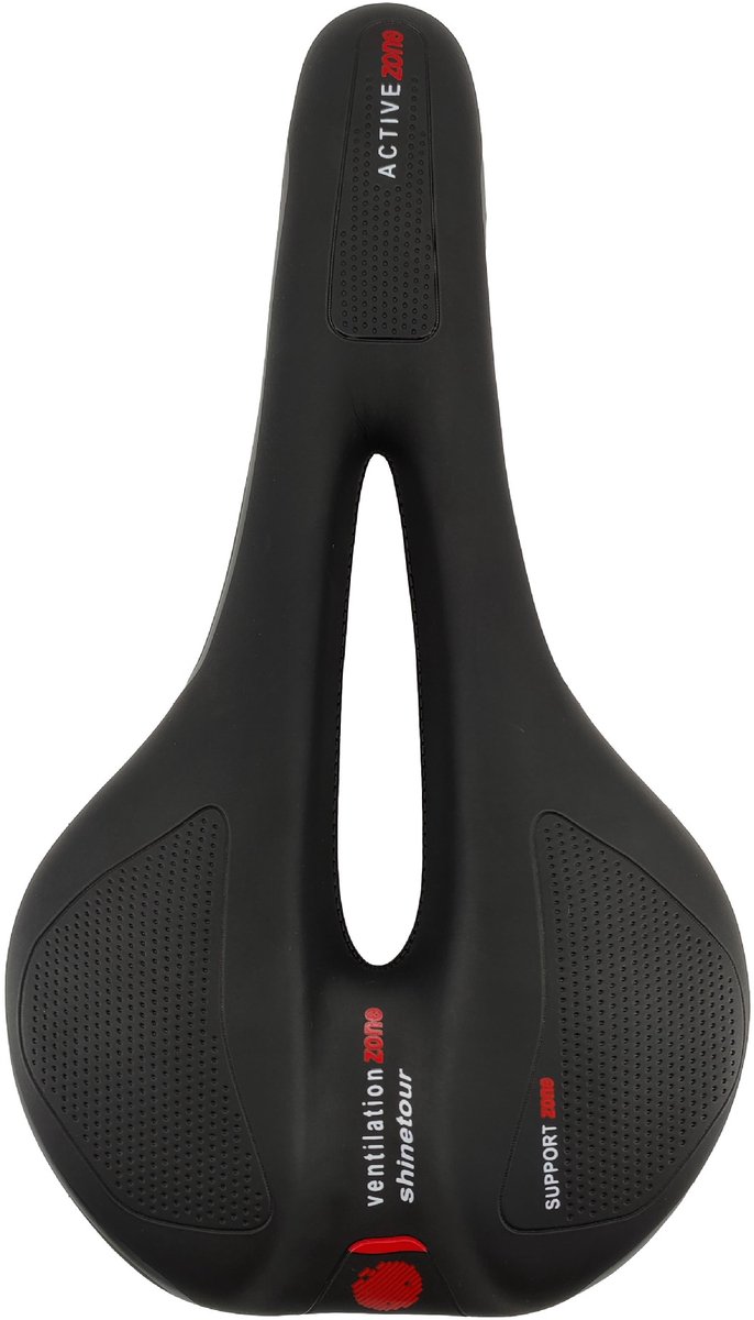Comfortabele Fietssadel Sportief Zwart-Rood met Ventilatie