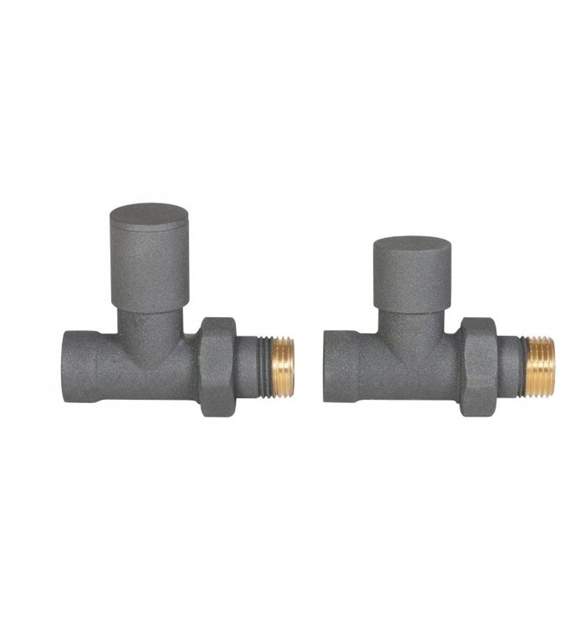Invena Rechte Radiatorkraan Set - Grafit Structuur - 1/2"