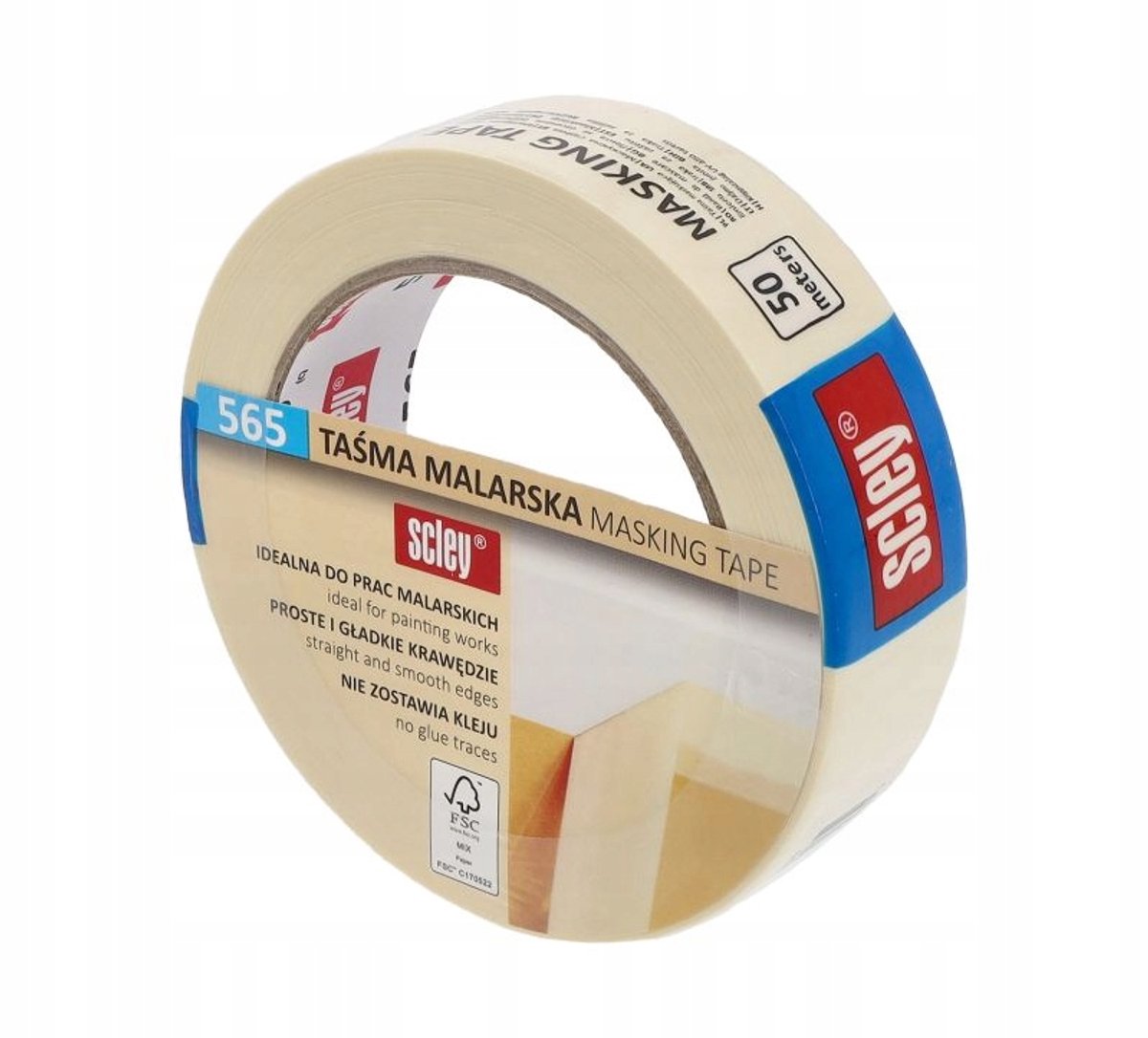 Scley Afplaktape 30mm x 50m - Precisie voor Kleurranden