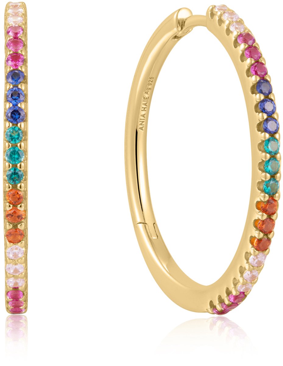 Ania Haie AH E052-01G Pop Charms Dames Oorbellen - Oorringen - Sieraad - Zilver - Goudkleurig - 925 Zilver - 2 mm breed - 25 mm lang