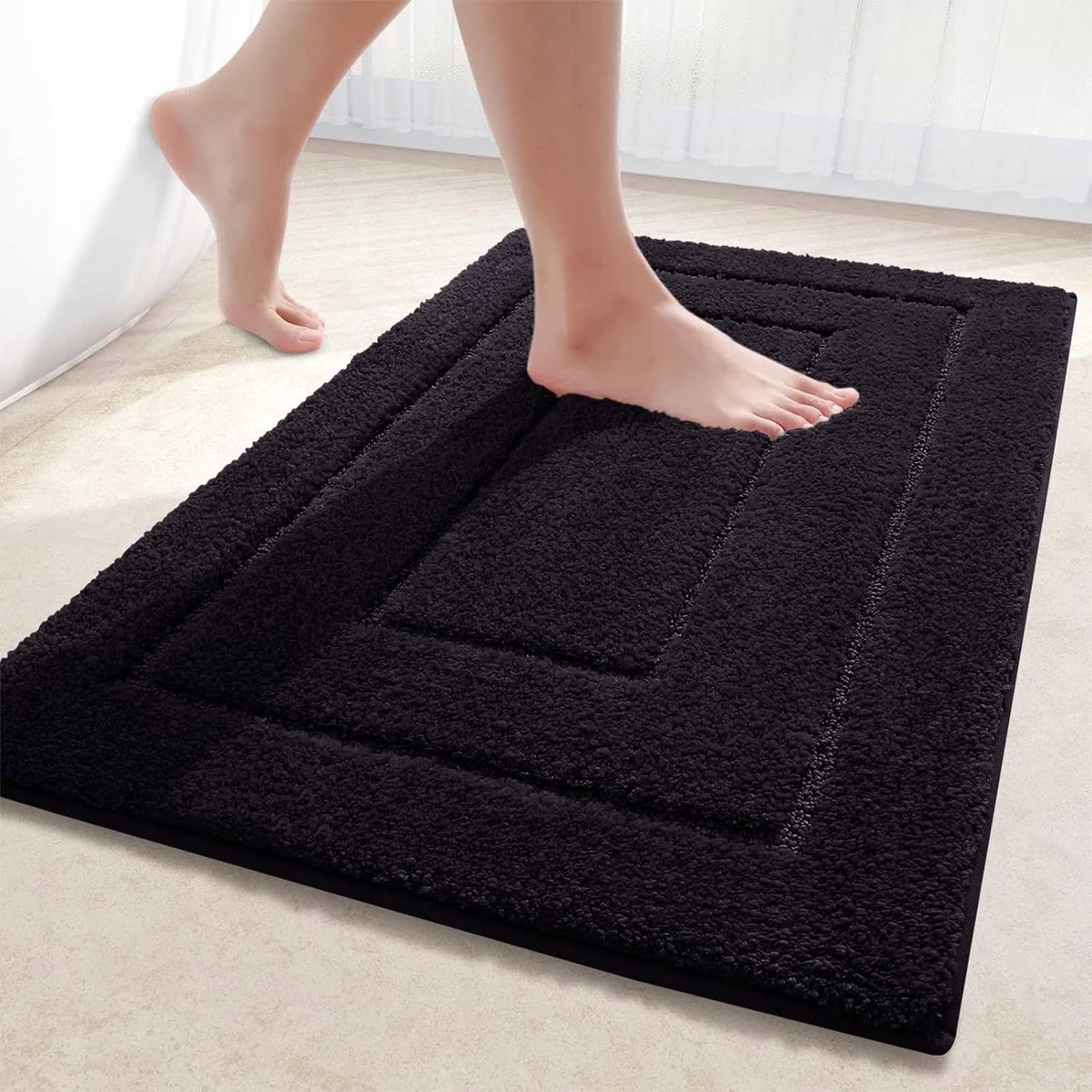 Antislip badkamermat microvezel, 40x60 cm, zwart