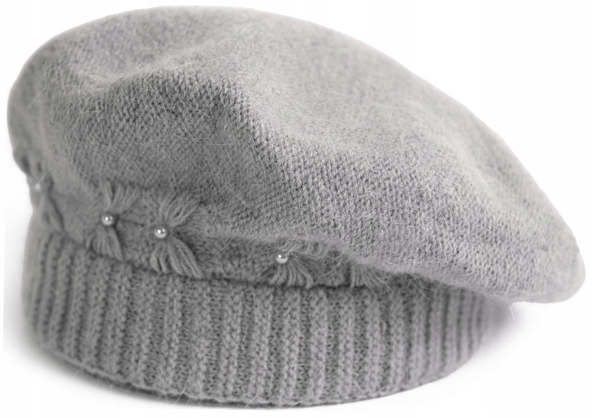 Dames Angora Beret Delas - Warm Gevoerd met Fleece - Licht Grijs