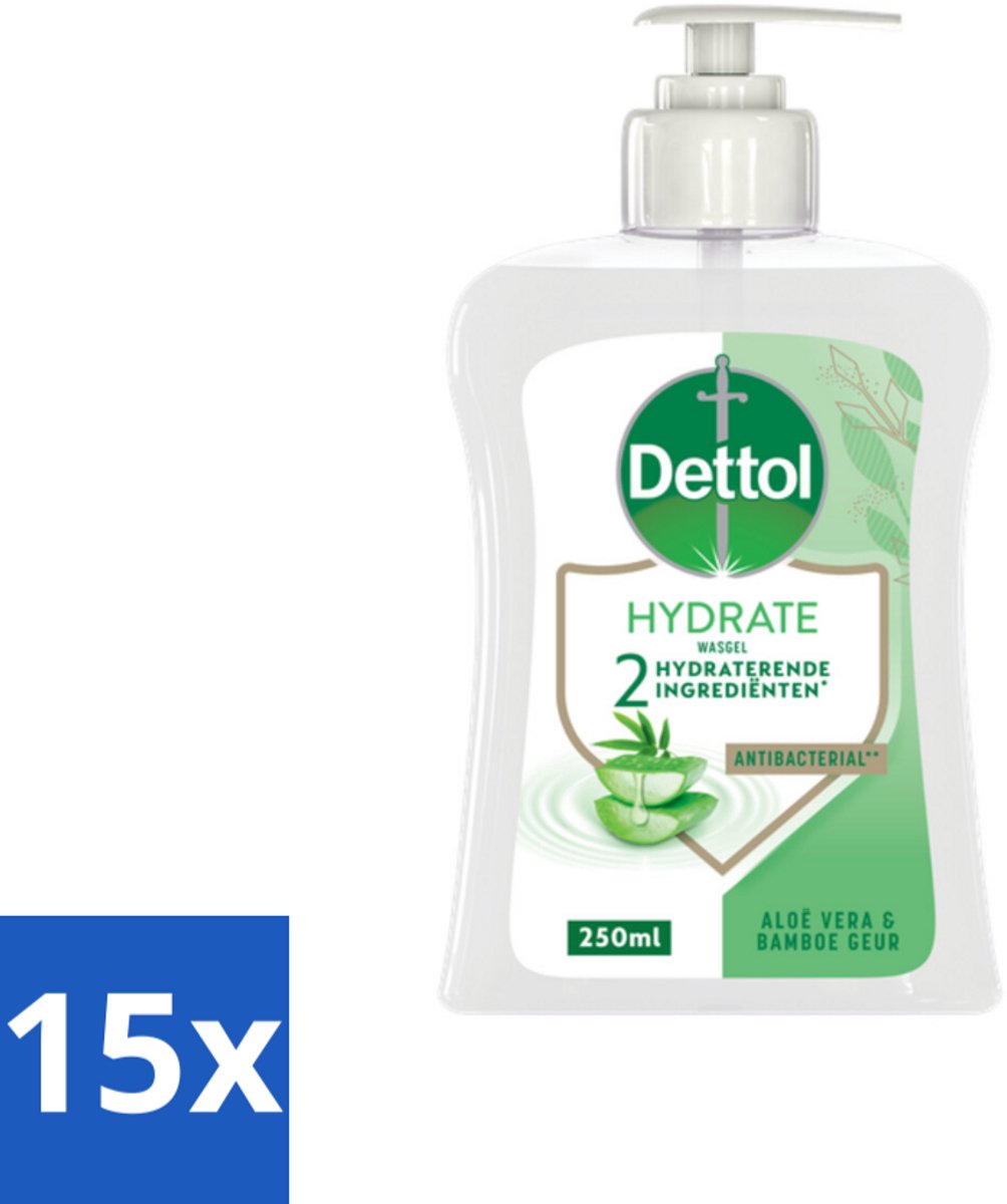 15 x Dettol – Antibacteriële Handzeep – Aloë Vera – 250 ml - Voordeelverpakking - 15 stuks