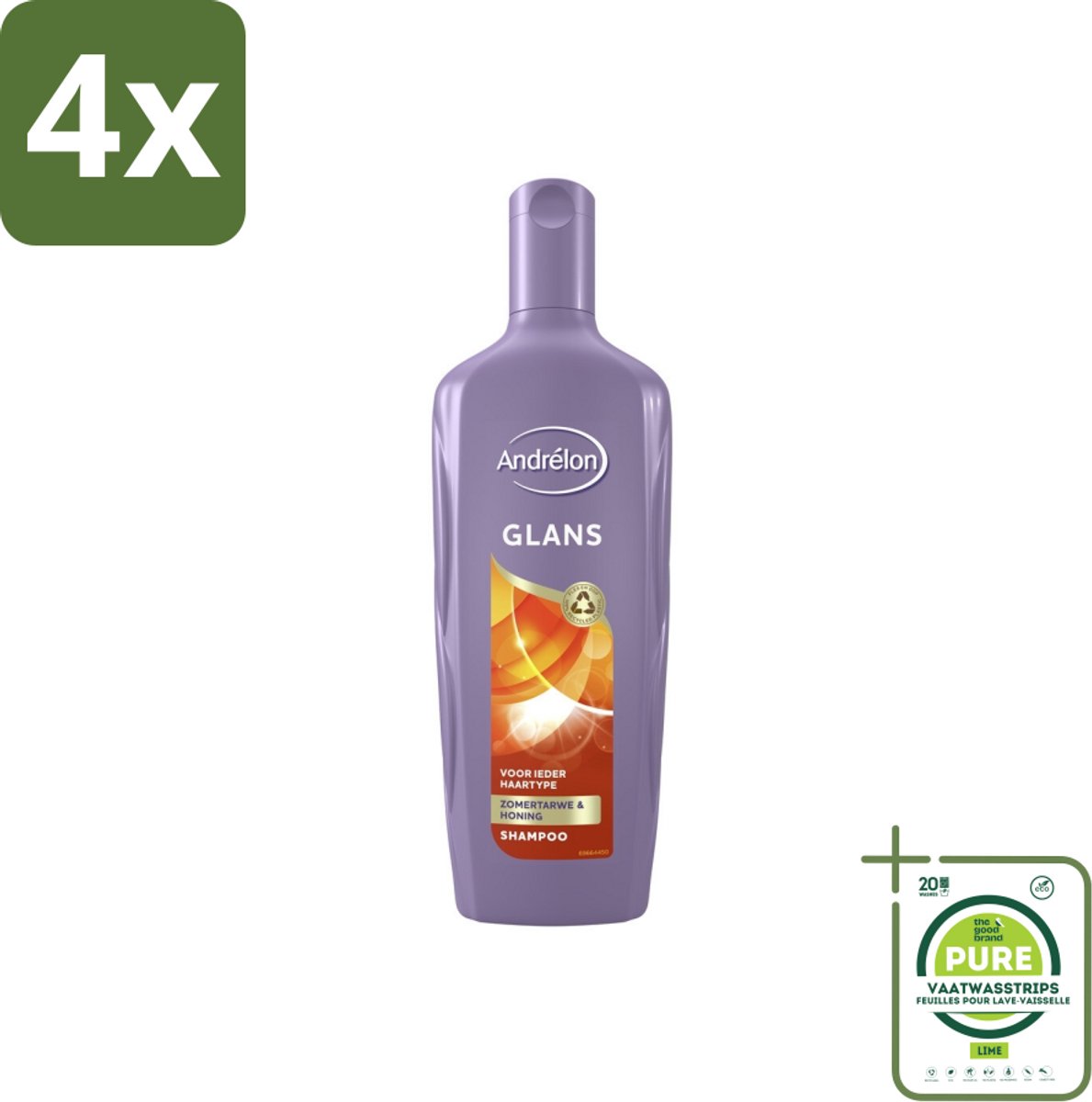 Andrélon - Glans - Shampoo - 300 ml - Voordeelverpakking - 4 stuks - Glans shampoo - Haarverzorging