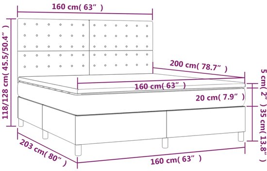vidaXL - Boxspring - met - matras - stof - crèmekleurig - 160x200 - cm