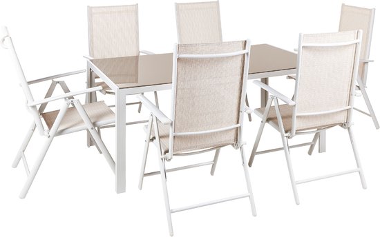 CATANIA - Salon de jardin pour 6 personnes - Beige - Aluminium