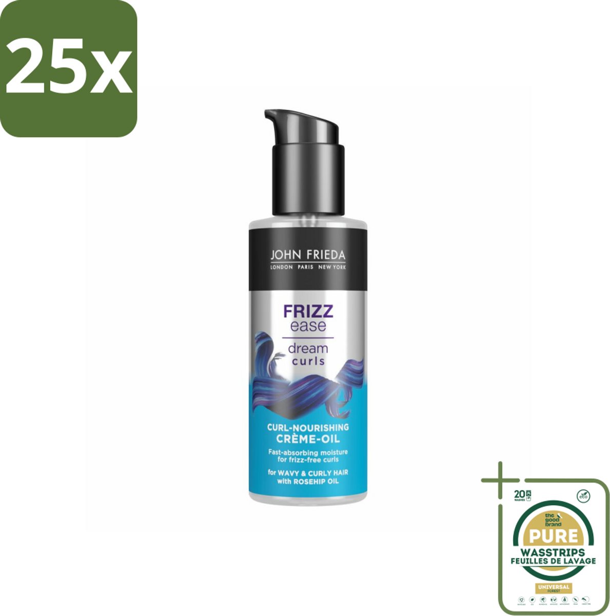 25 x John Frieda – Haarolie – Dream Curls Curl Defining Crème Oil – Krulverzorging – 100 ml - Grootverpakking - Koffiezetapparaat