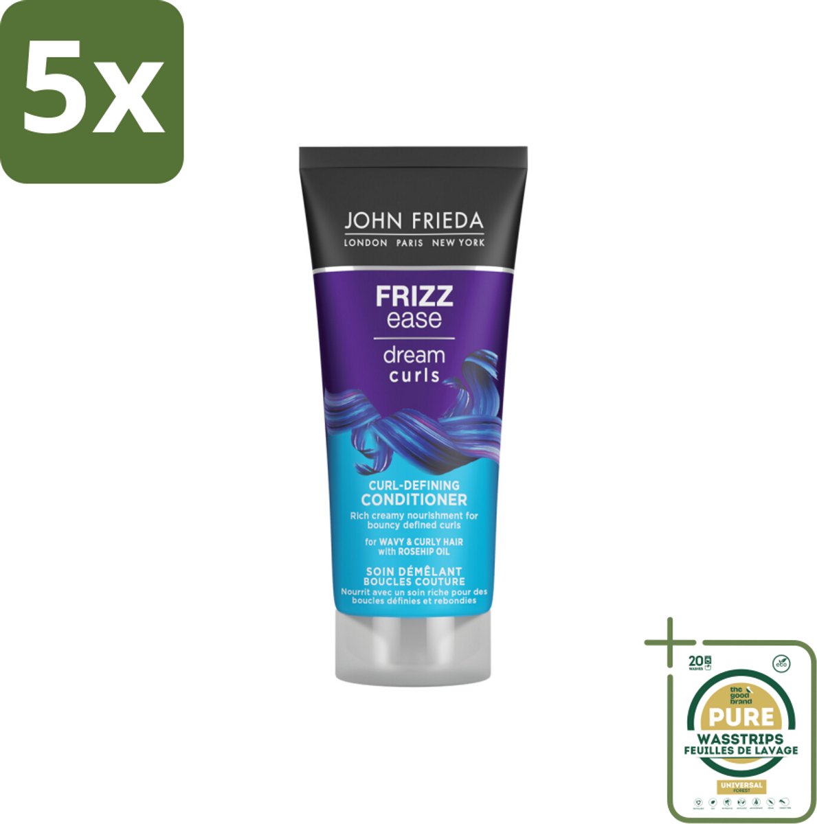 5 x John Frieda – Conditioner – Dream Curls – Kruldefiniërend – 75 ml - Grootverpakking - Koffiezetapparaat