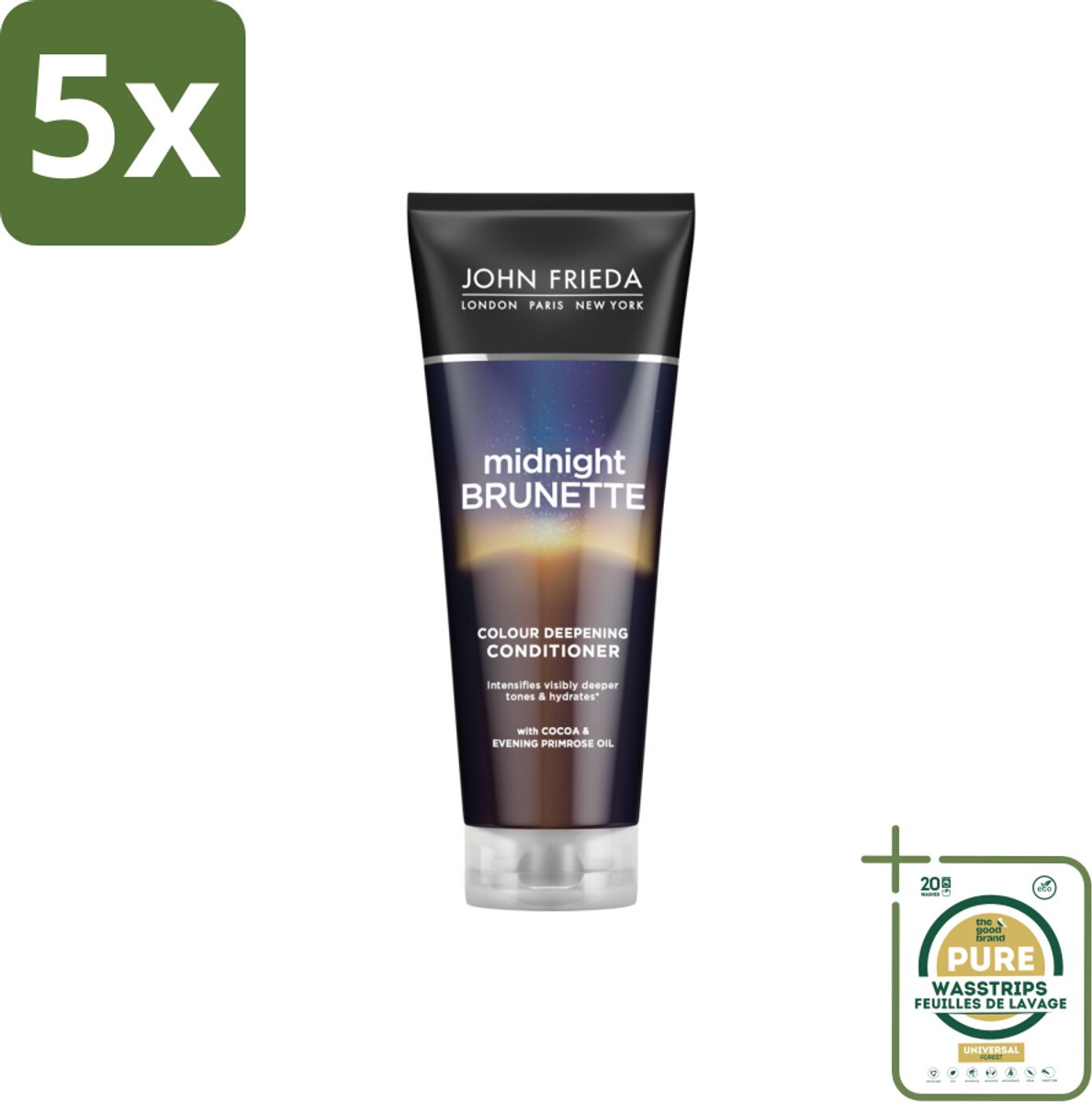 5 x John Frieda – Conditioner – Midnight Brunette Colour Deepening – Kleurverdiepend – 250 ml - Grootverpakking - Koffiezetapparaat