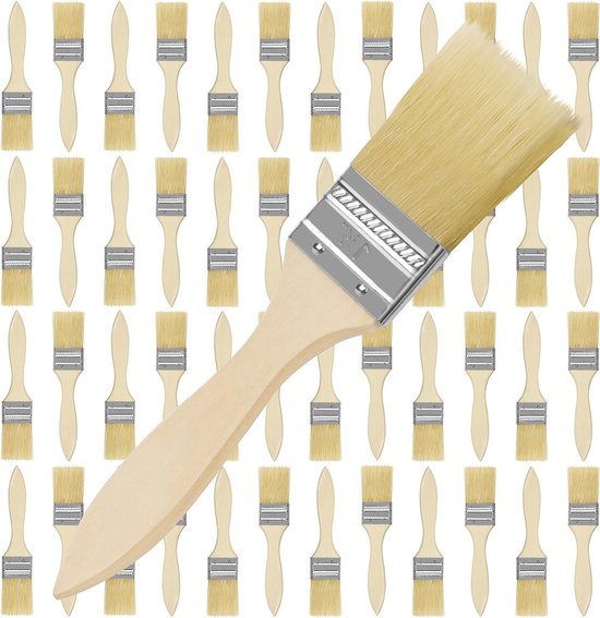 Kurtzy 3,81cm Verf Kwasten (25 pak) - Professionele Houten Handvatten Verfkwasten set Voor Verf, Stainen, Vernissen, Lijmen en Huis DIY