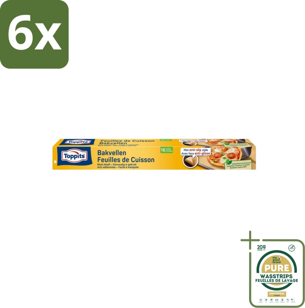 Toppits – Bakpapiervellen – 16 vellen - Voordeelverpakking - 6 stuks - Bakpapier 3d - Bakpapier voor koekjes