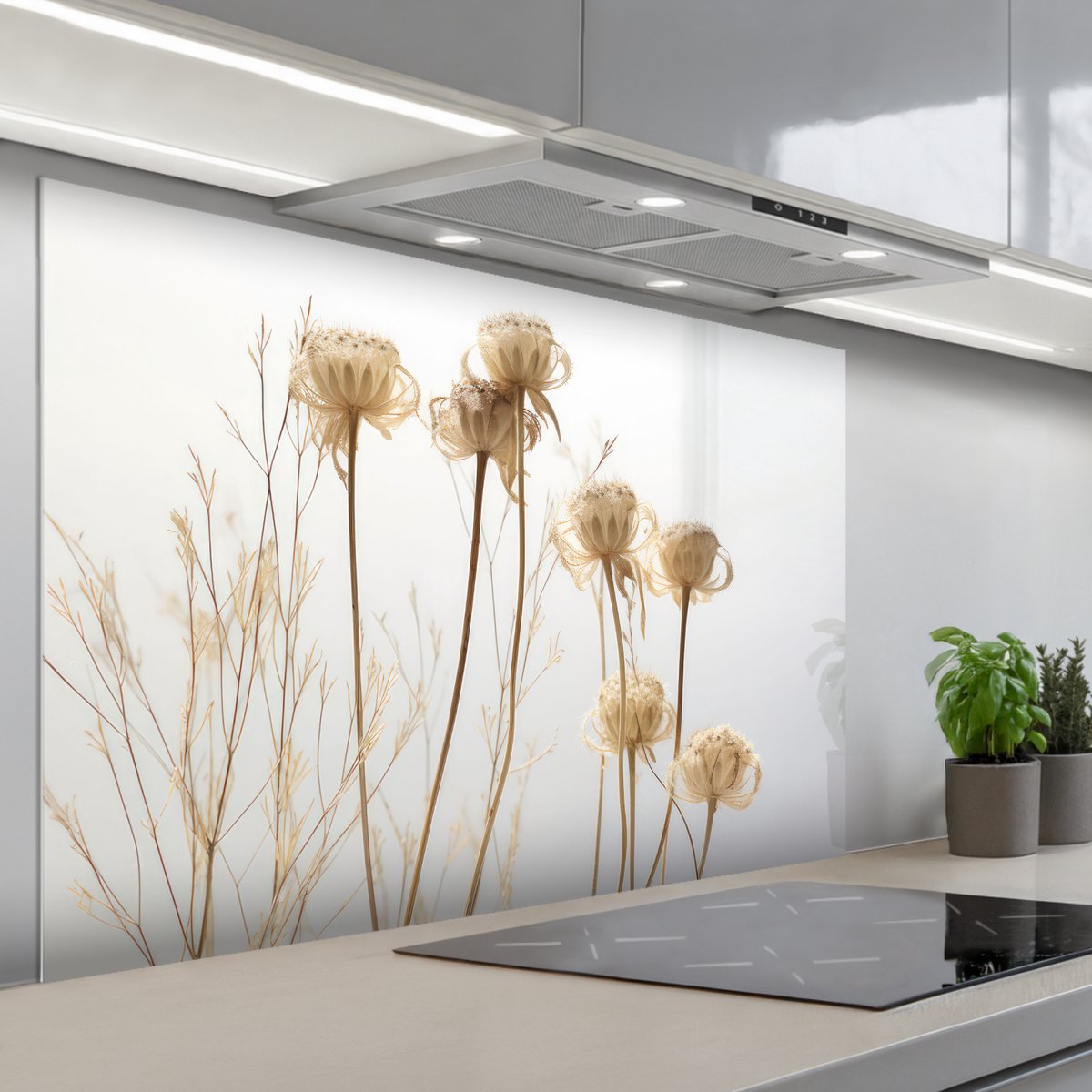 KitchenYeah Spatscherm 120x80 cm Zelfklevende achterwand Droogbloemen Natuur Botanisch Keuken muurbeschermer Spatwand fornuis