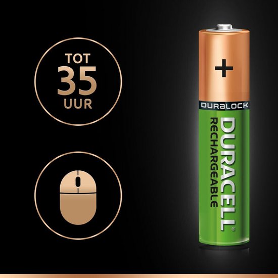 Duracell Oplaadbare AAA batterijen - 750 mAh NiMH - 4 stuks