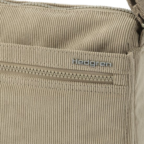 Hedgren sac à épaule bandoulière Inner City Eye Shoulder Bag RFID Corduroy String Beige taupe