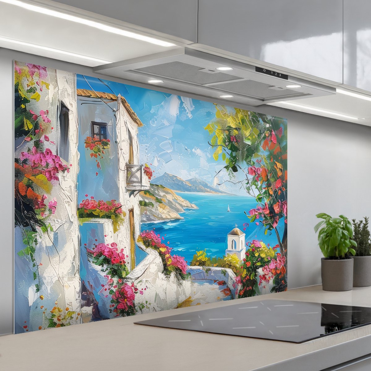 KitchenYeah Spatscherm 120x80 cm Zelfklevende achterwand Landschap Bloemen Natuur Zomer Keuken muurbeschermer Spatwand fornuis