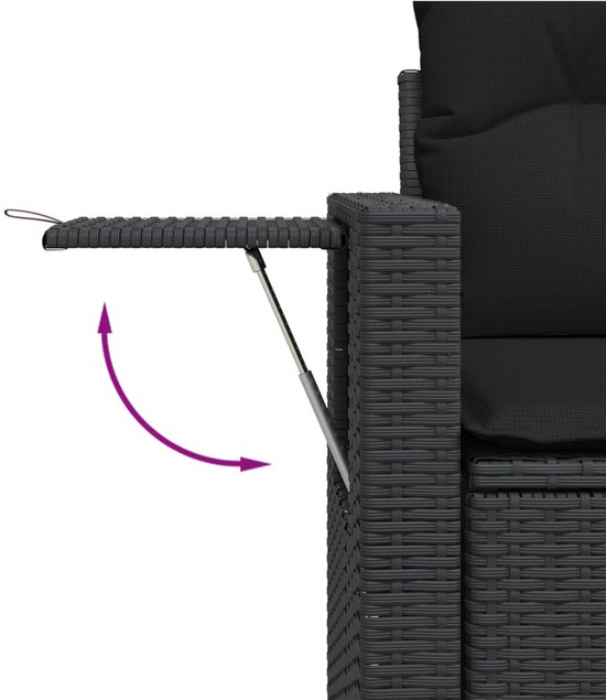 vidaXL-Tuinbank-2-zits-met-kussens-poly-rattan-zwart