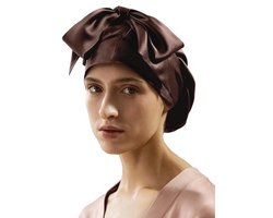 LilySilk 100% 22 mm pure moerbeizijde slaapmuts voor dames natuurlijke zijden muts voor slapen en haarverzorging nachthaar wikkels met lange elastische band om vast te houden