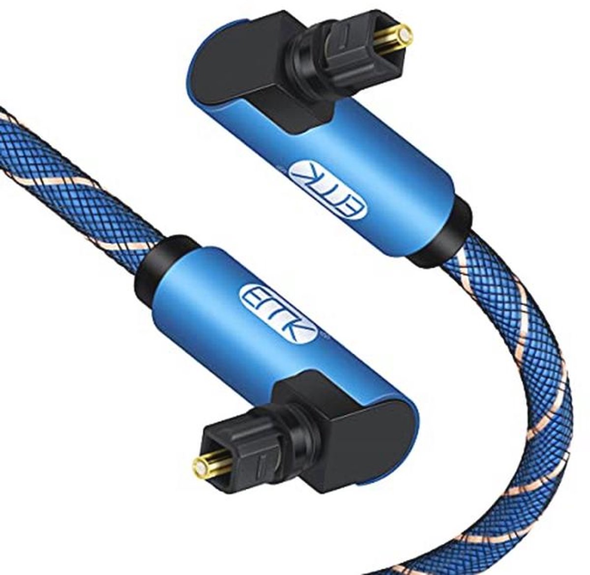 Dubbele 90 Graden Rechthoekige Optische Audio Kabel - Nylon Gevlochten Fiber Kabel voor Soundbar en TV (2 Meter)