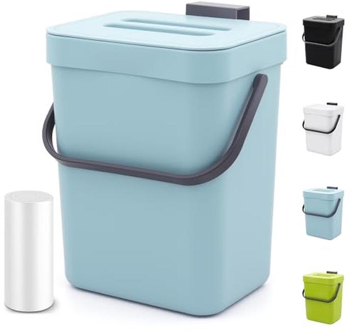 Kleine prullenbak met deksel voor keuken - 1,3 gallon op te hangen vuilnisbak voor kastdeur, onder gootsteen of aanrecht