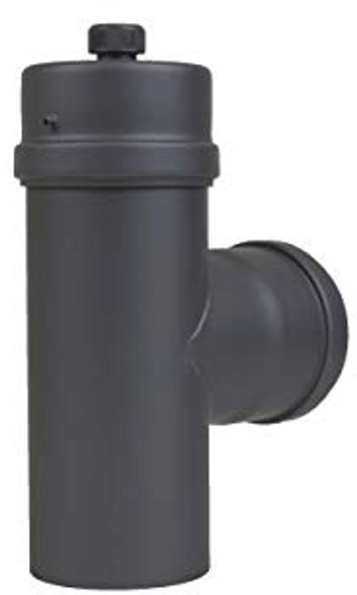 T-stuk voor Pelletkachels met Condensaatcapsule - Diameter 80mm Zwart