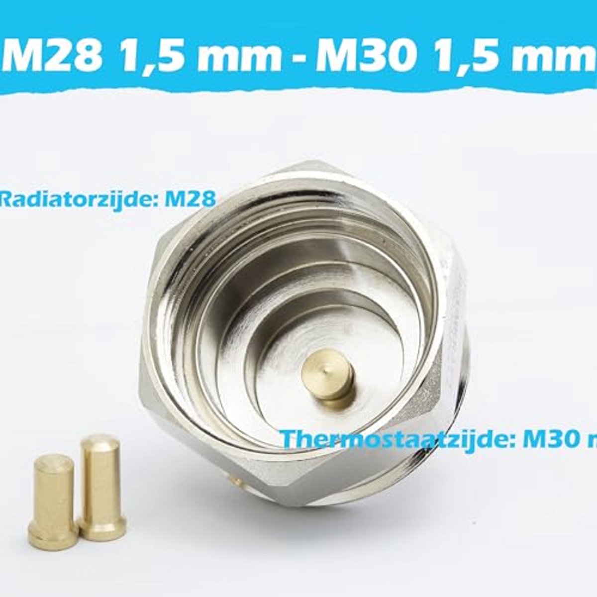 Radiatoradapter M28 x 1,5 naar M30 x 1,5 - Compatibel met intelligente thermostaatkoppen