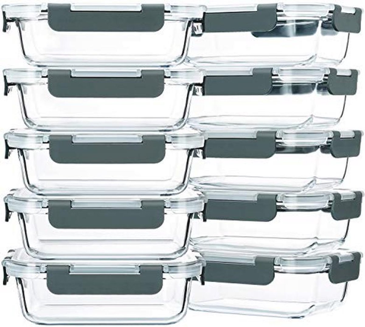 Glazen voedselopslag containerset met 5 stuks - 48 oz