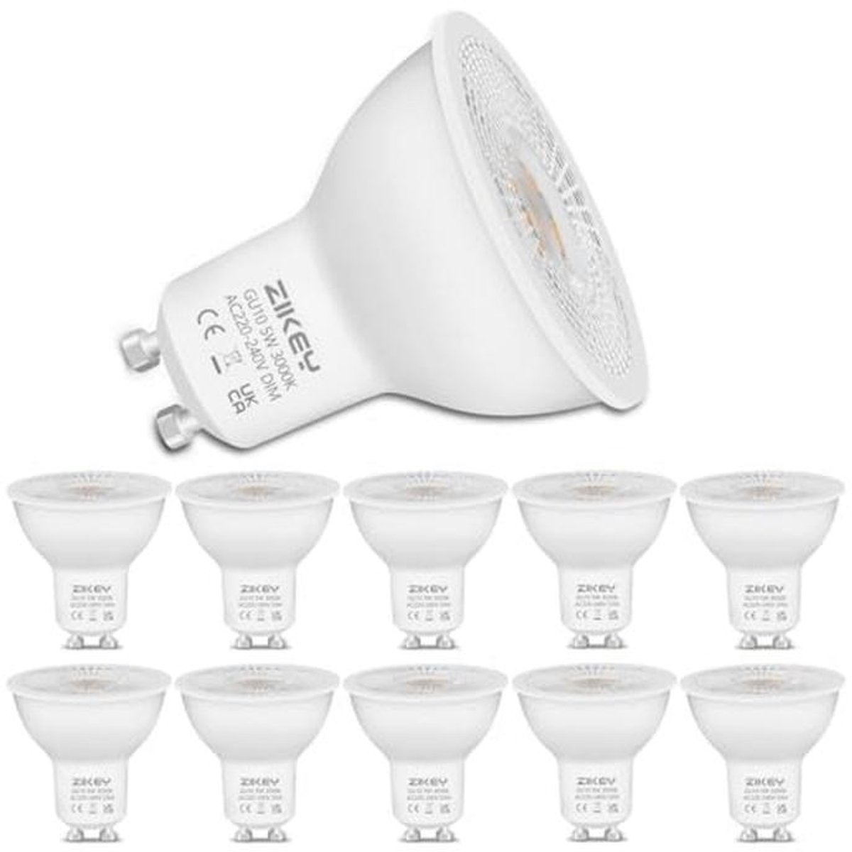 GU10 LED lamp 5W Warm Wit Dimbaar 3000K 450LM – Vervangt 60W Halogeenlampen – Verpakking van 10