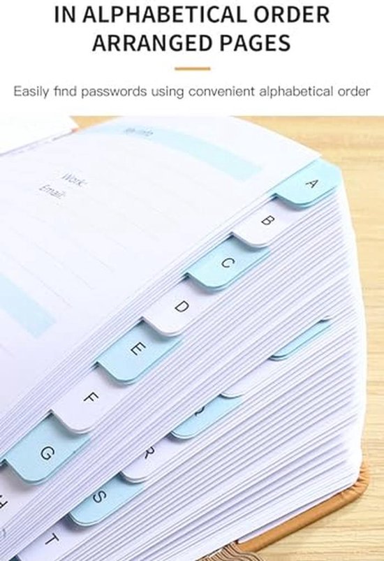 Wachtwoordboek met tabbladen - Compact adresboek en wachtwoordhouder voor veilige organisatie van Merkloos — afbeelding 4