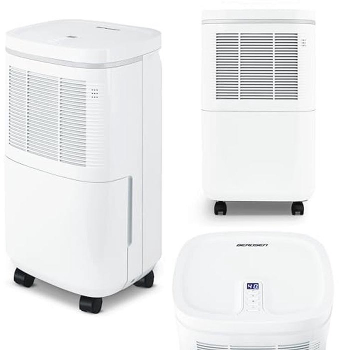 Compressor luchtontvochtiger met ventilatiefunctie - Droger voor grote ruimtes tot 60m³ - Elektrisch - 10L per dag - Wit