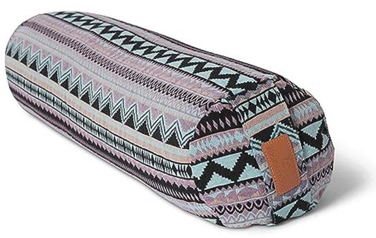 Cilinder yogabolster met biologische boekweitvulling, 68 cm x 22 cm, wasbare katoenen en polyester overtrek, meditatie- en zitkussen voor yoga