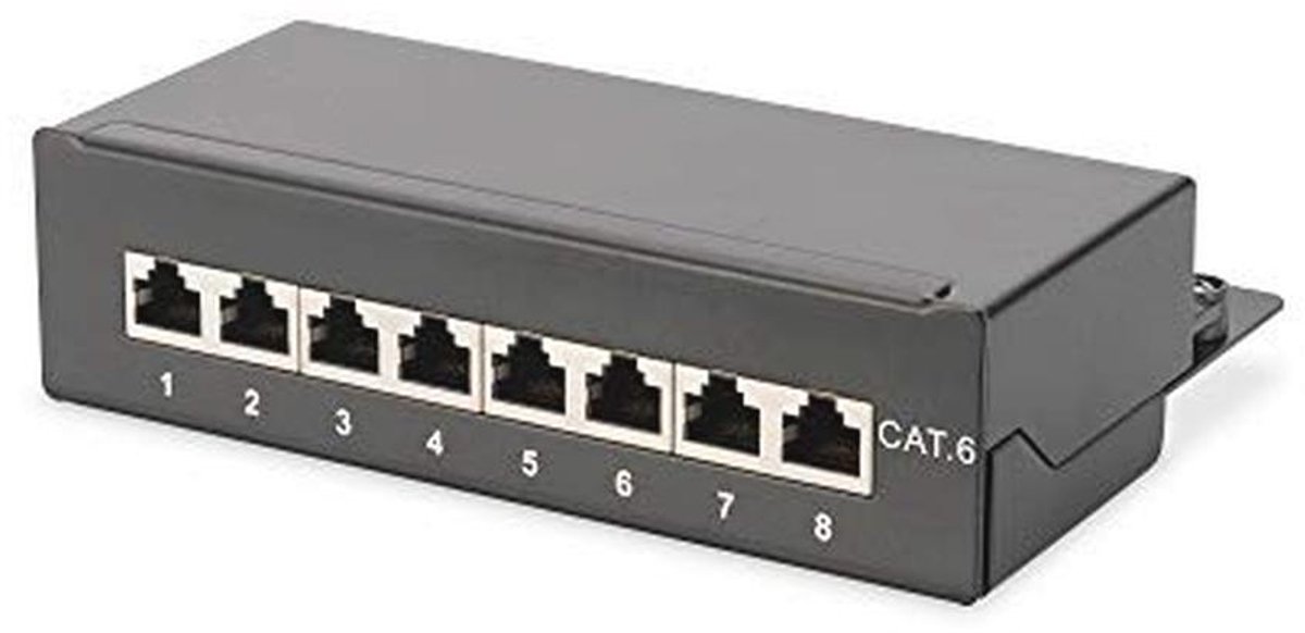 Desktop Patchpaneel - Cat-6 8-poorts RJ45 - Afschermd - LSA Patchveld - Zwart