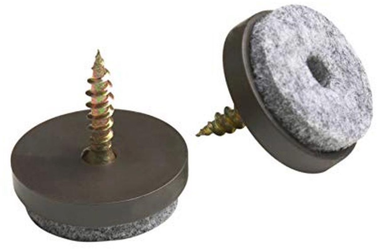 Viltglijers met schroef - Effectieve bescherming voor meubels en stoelen / Meubelglijderset voor gevoelige vloeren / Stoelglijders / Vloerglijders Ø 30 mm (20 stuks) bruin
